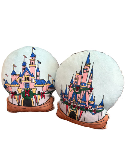 READY TO SHIP  - CASTLE SNOW GLOBE PILLOW